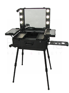 Portable Lighted Make-Up Station with 4 Legs REAL ART Black